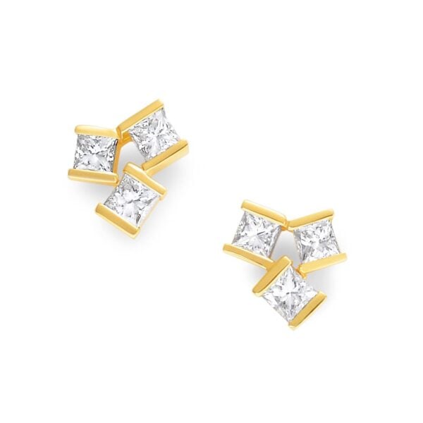 Hopscotch Yellow Gold Diamond Earrings