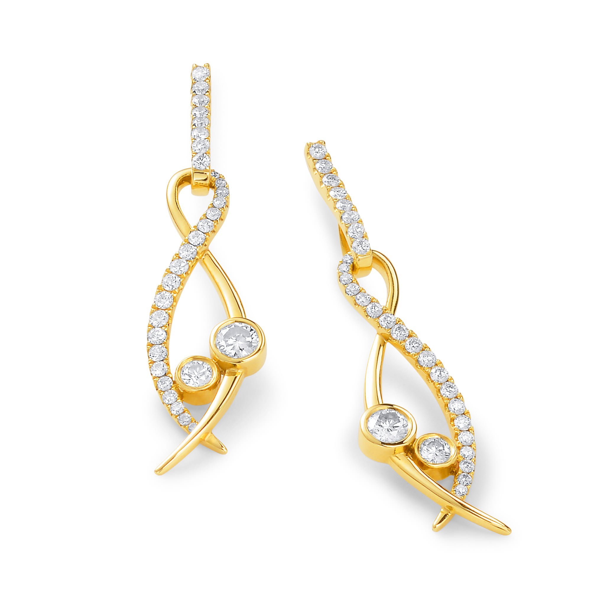 Lunar Yellow Gold Diamond Drop Earrings