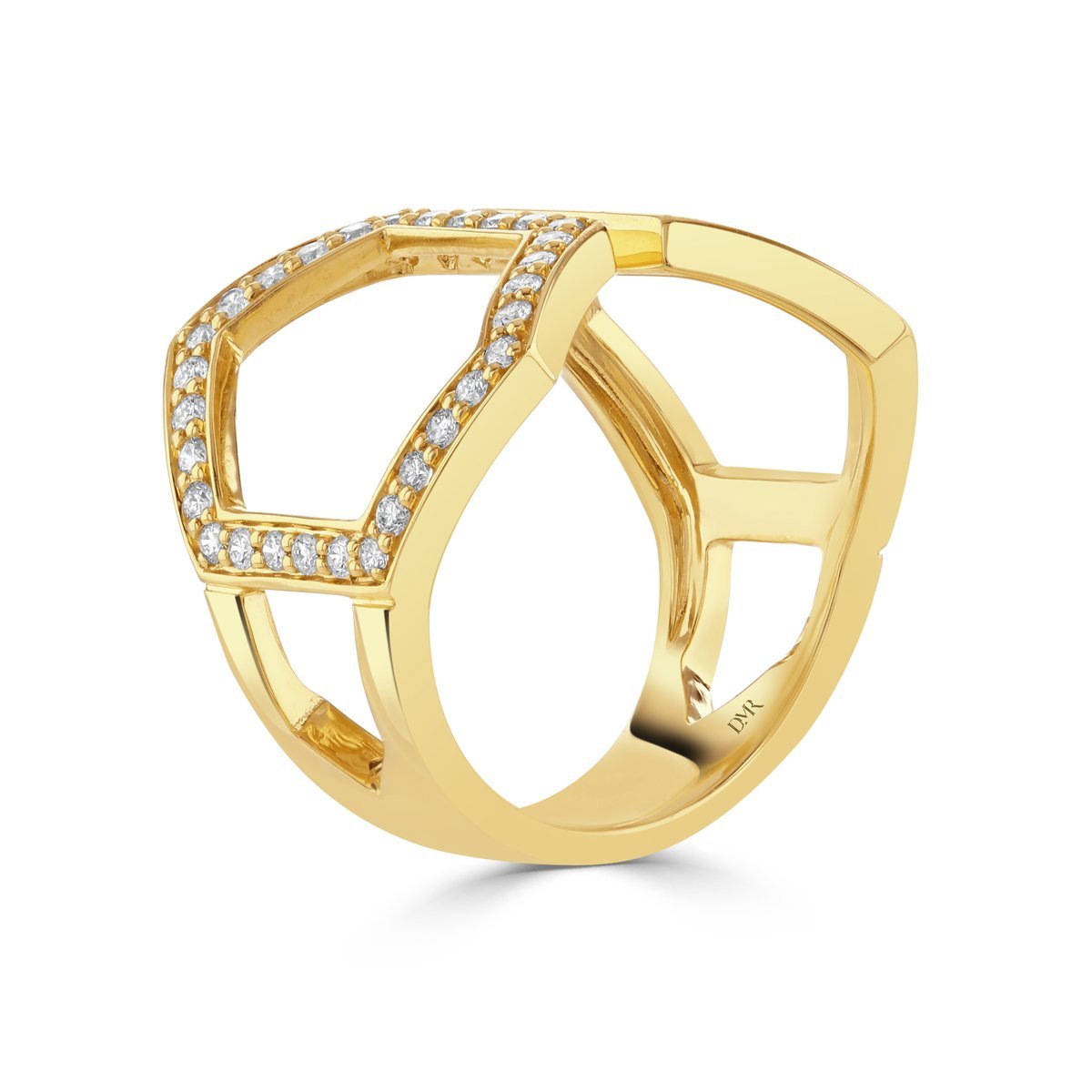 Honeycomb Yellow Gold Diamond Ring
