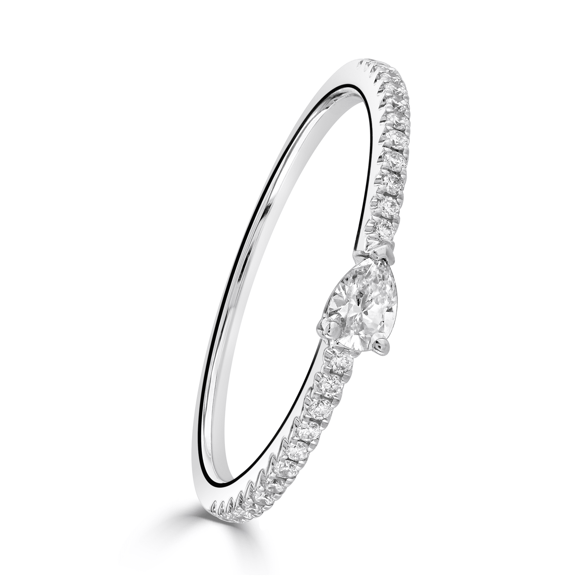 Pear Cut White Gold Diamond Stacking Ring Pear Cut White Gold Diamond Stacking Ring
