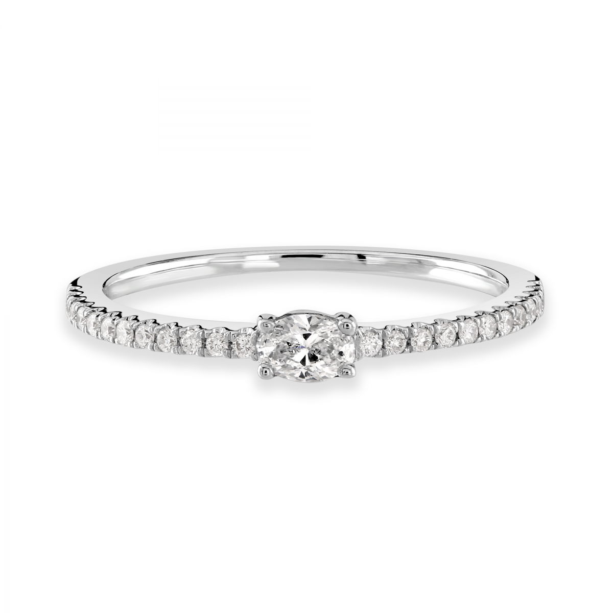 Oval Cut White Gold Diamond Stacking Ring