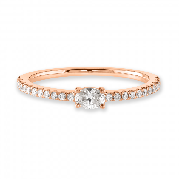 Oval Cut Rose Gold Diamond Stacking Ring