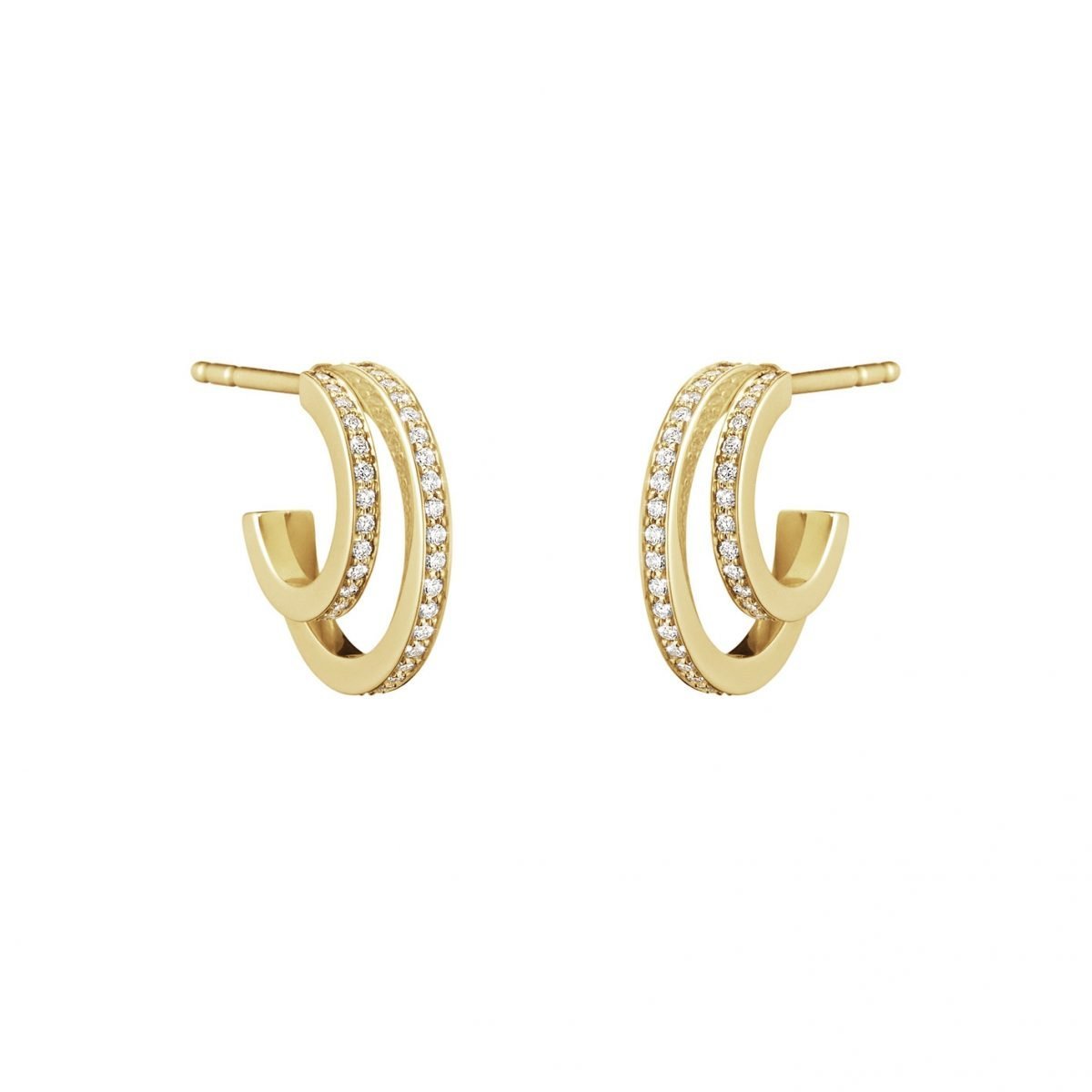 Halo 18ct Yellow Gold & Pave-Set Diamond Hoop Earrings