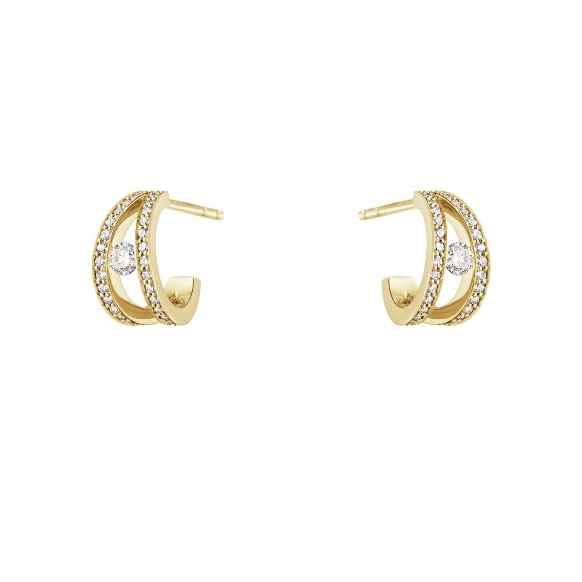 Halo 18ct Yellow Gold & Diamond Pave Hoop Earrings