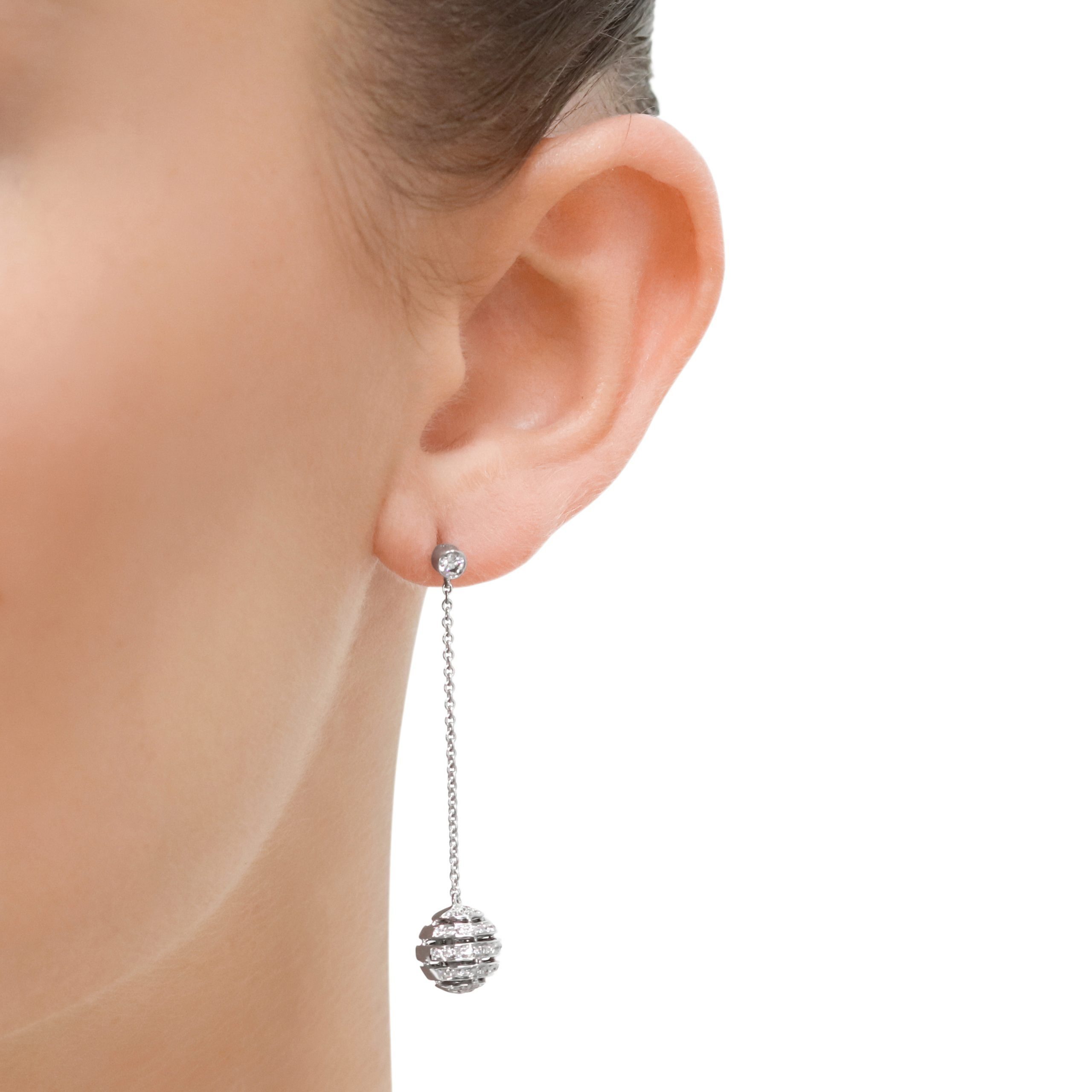White Gold Diamond Sphere Drop Earrings White Gold Diamond Sphere Drop Earrings
