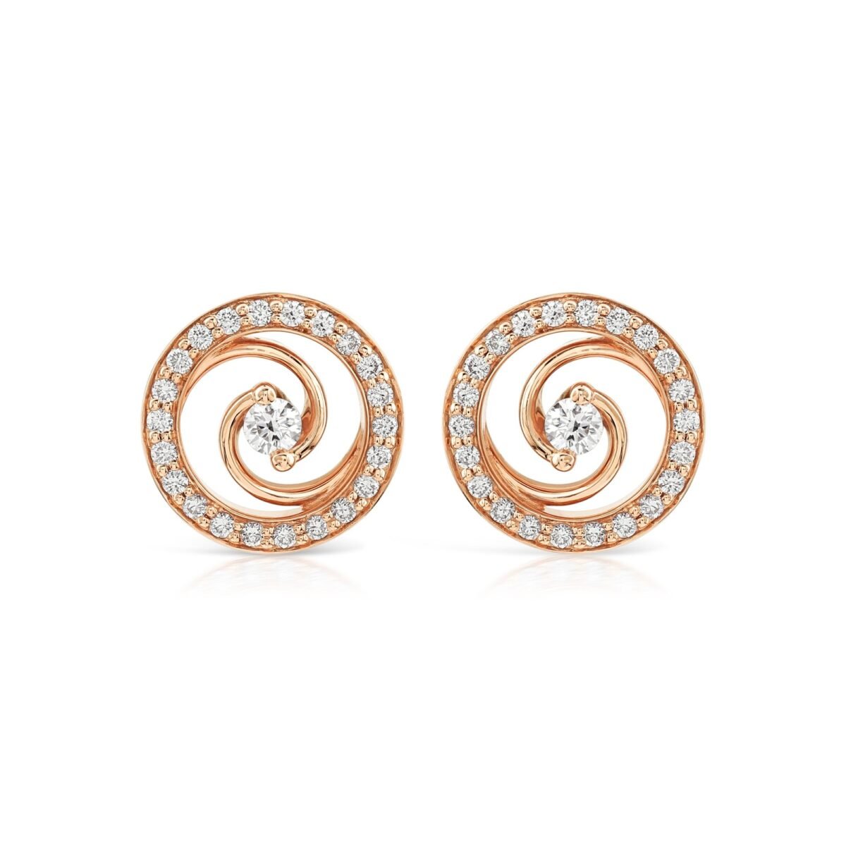 Whirlwind Rose Gold Diamond Stud Earrings