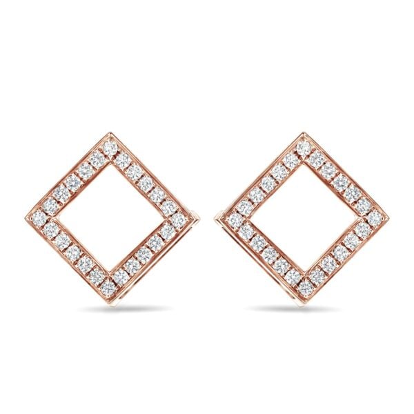 Rose Gold Diamond Cube Earrings