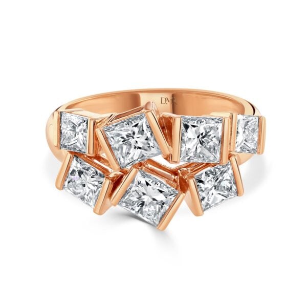 Hopscotch Rose Gold Princess Cut Diamond Ring