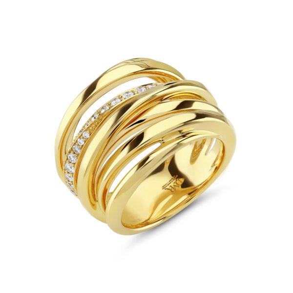 Ribbon Yellow Gold Diamond Ring