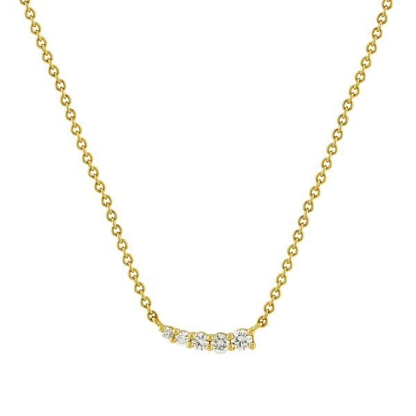 Five Stone Yellow Gold Diamond Necklace