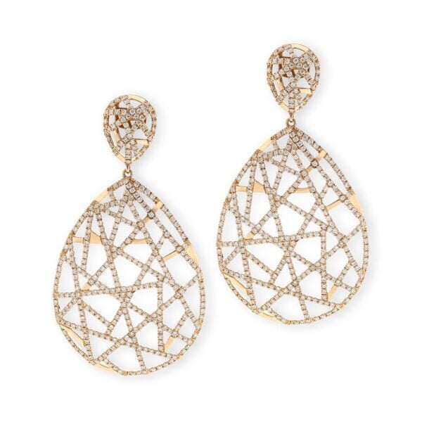 Lattice Rose Gold Diamond Earrings