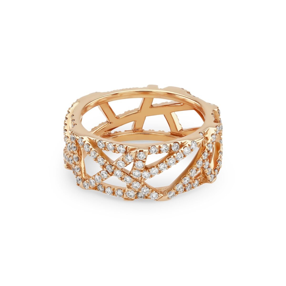 Lattice Rose Gold Diamond Ring