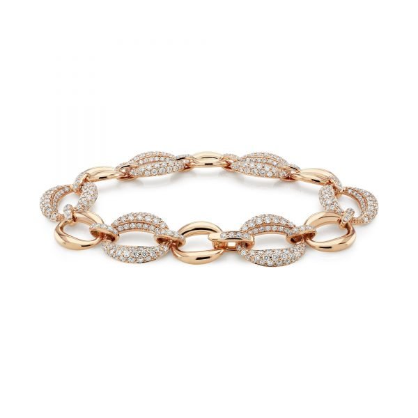 Surround Rose Gold Diamond Link Bracelet