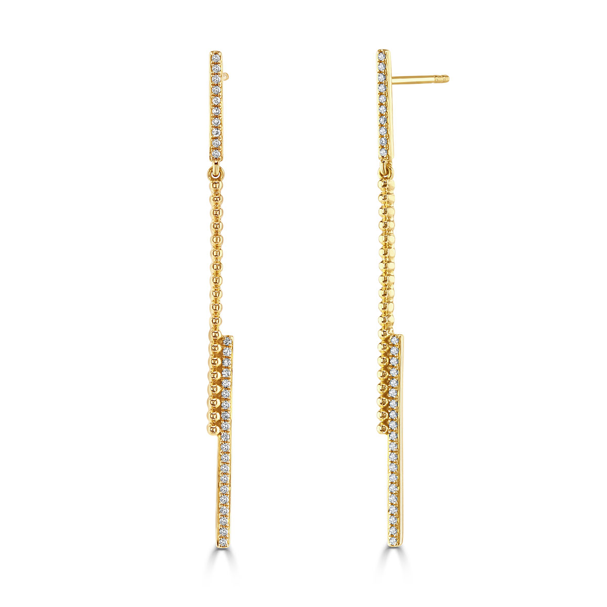 Asymmetrical Rose Gold Diamond Drop Earrings