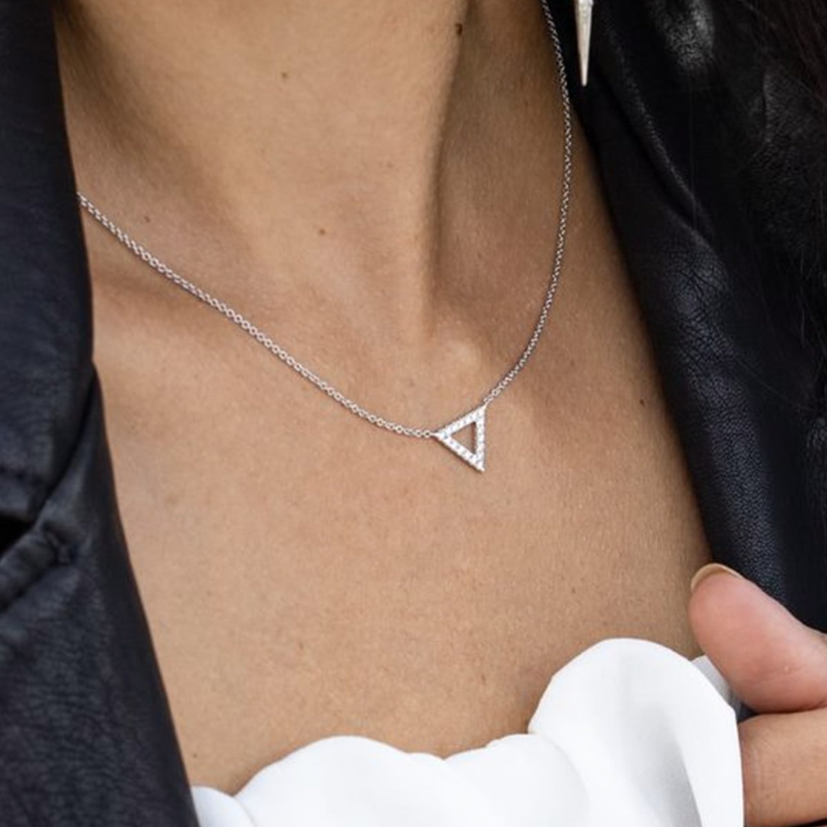Helena White Gold Diamond Triangle Pendant