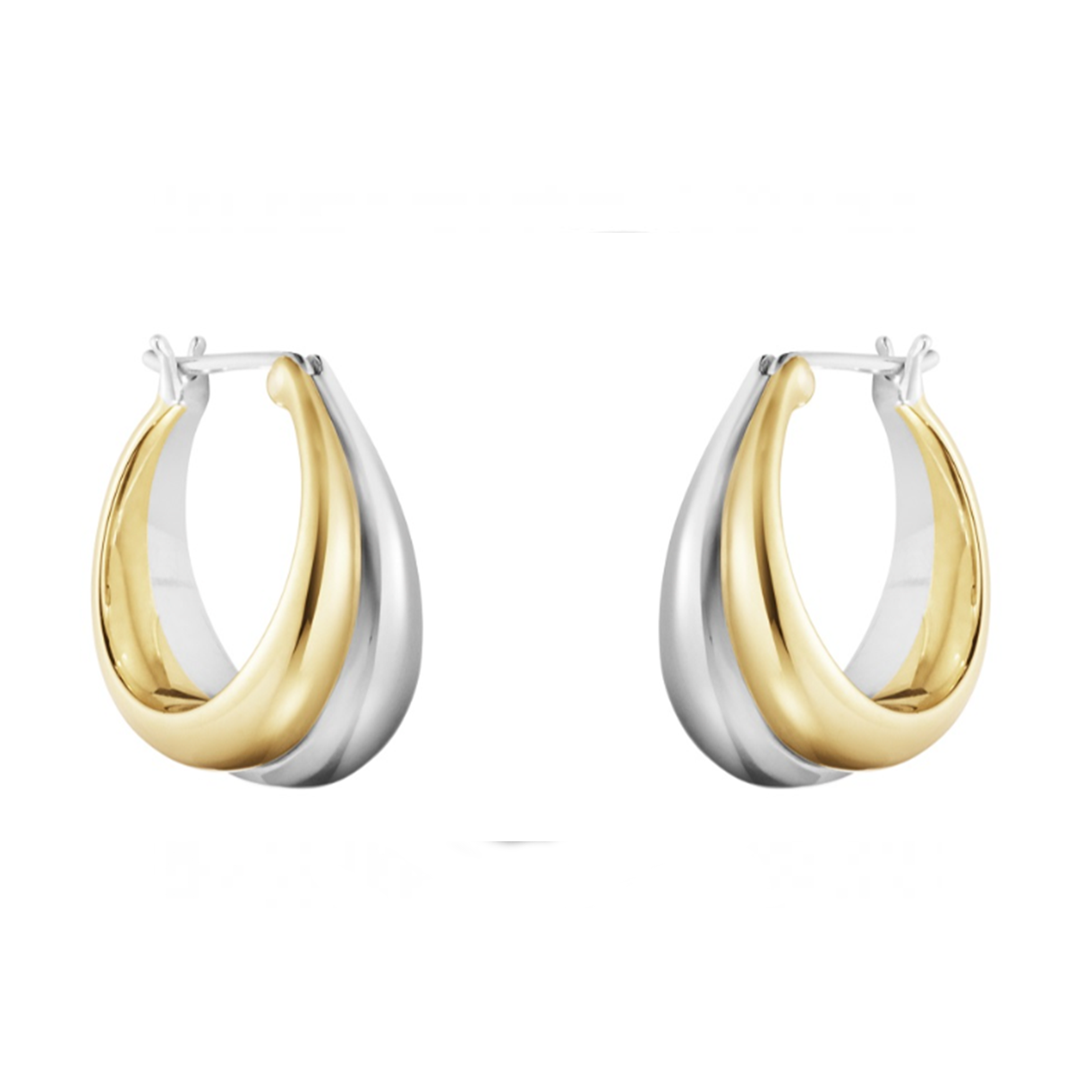 Curve Sterling Silver & 18ct Yellow Gold Earrings