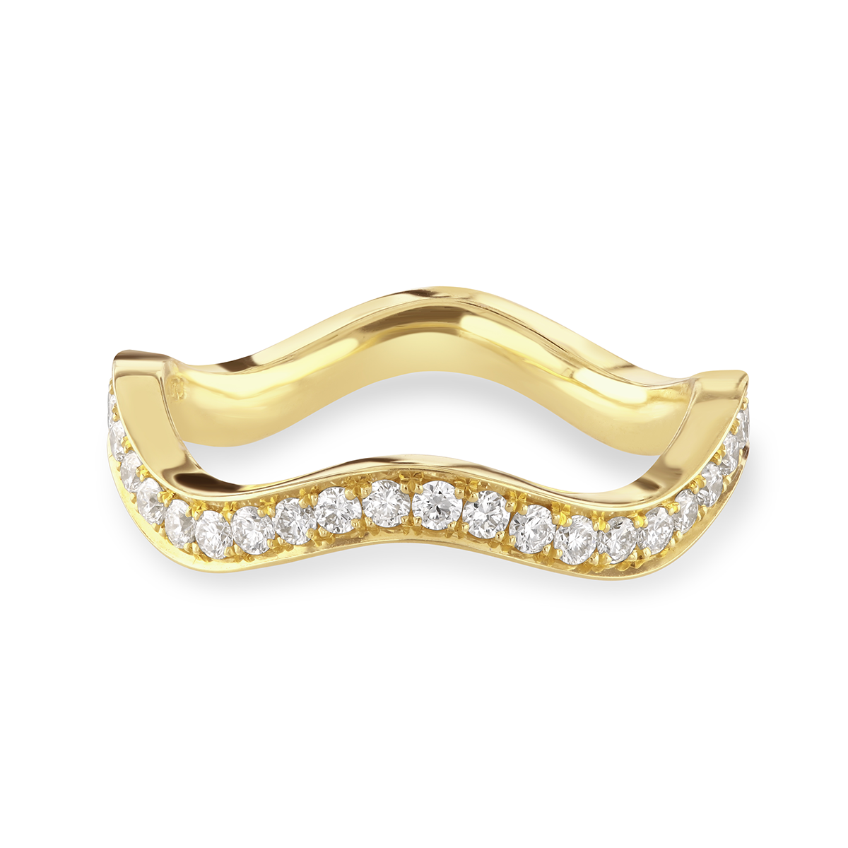 Wave Yellow Gold Diamond Stacking Ring