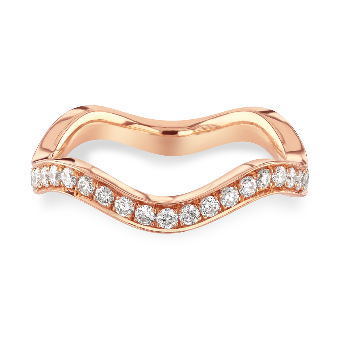 Wave Rose Gold Diamond Stacking Ring