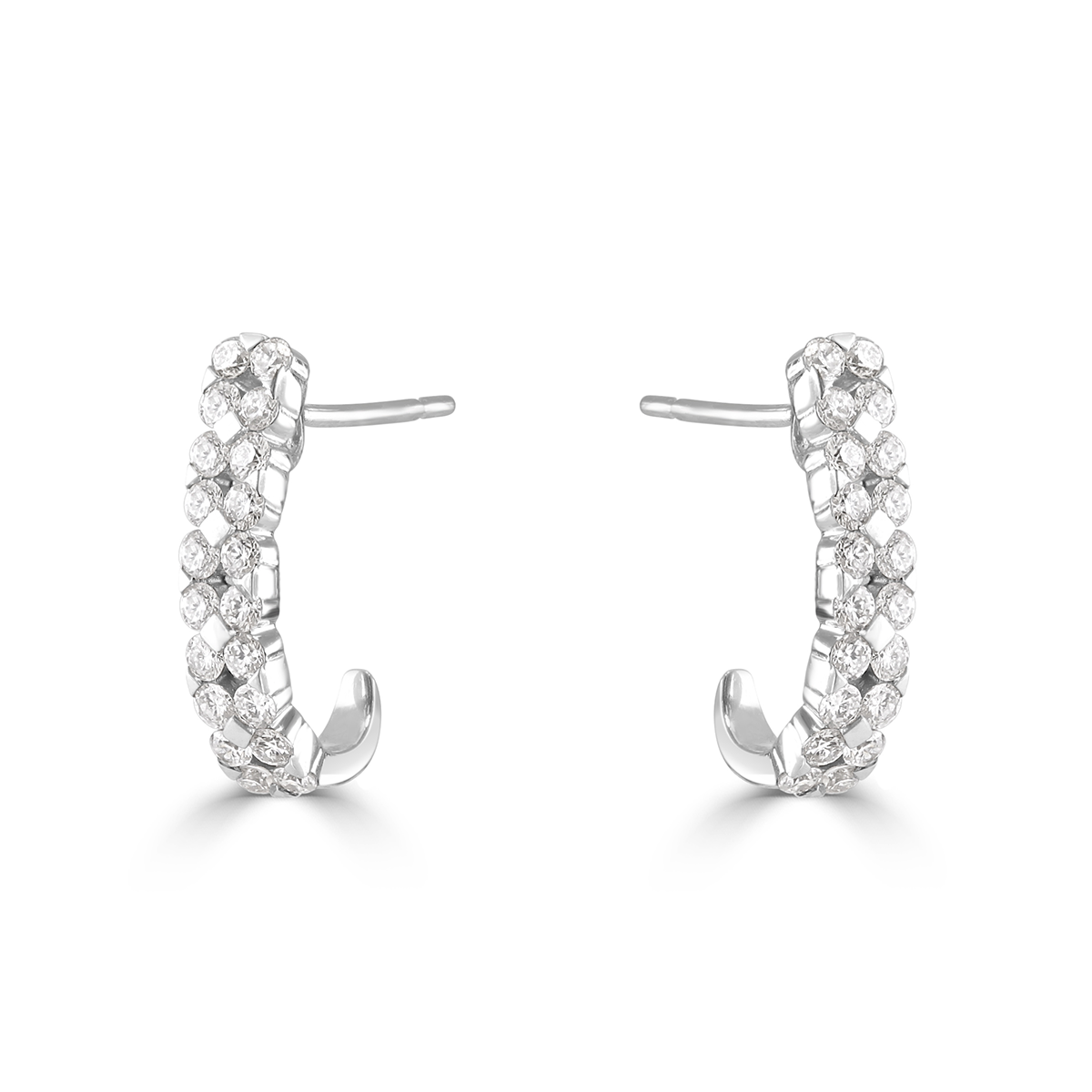 White Gold Diamond Open Hoop Earrings White Gold Diamond Open Hoop Earrings