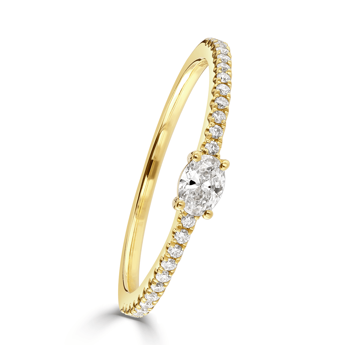 Oval Cut Yellow Gold Diamond Stacking Ring