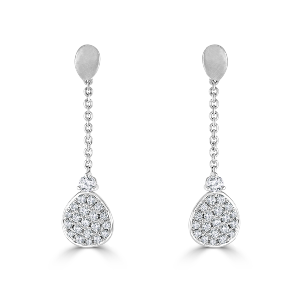 Stepping Stone White Gold Drop Earrings