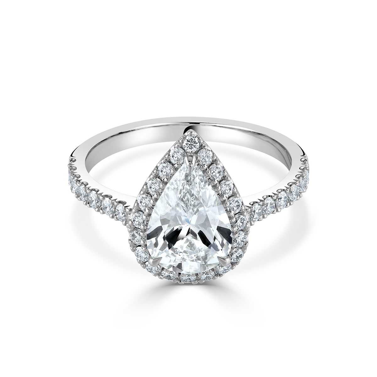 Pear Shaped Platinum Diamond Ring