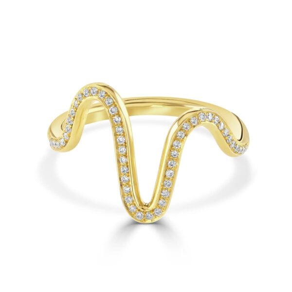 Ava Wave Pave Set Diamond Yellow Gold Ring