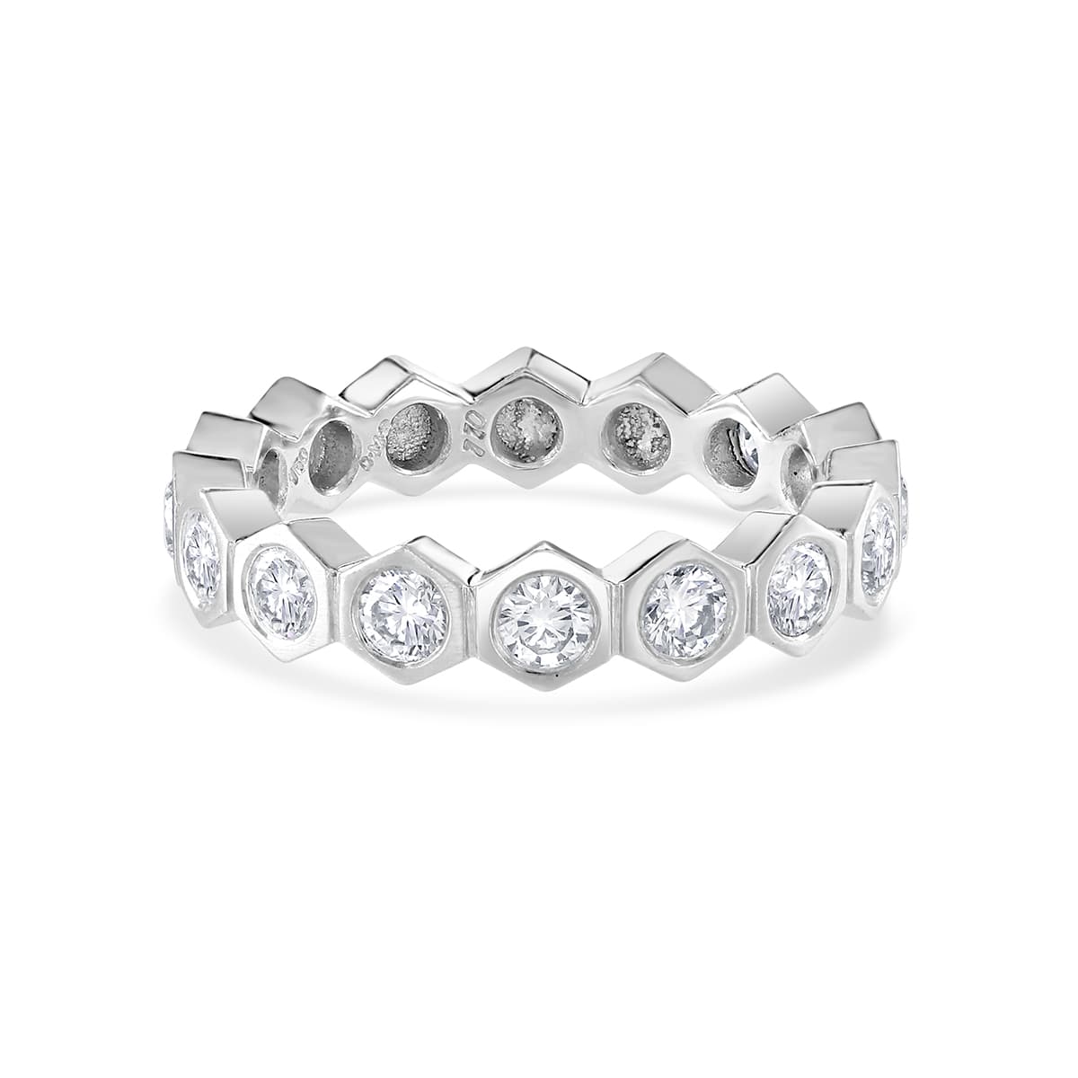 Honeycomb White Gold Diamond Stacking Ring - David M Robinson