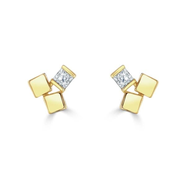 Hopscotch Yellow Gold Diamond Earrings