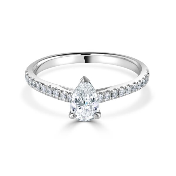 Pear Shaped Diamond Platinum Ring