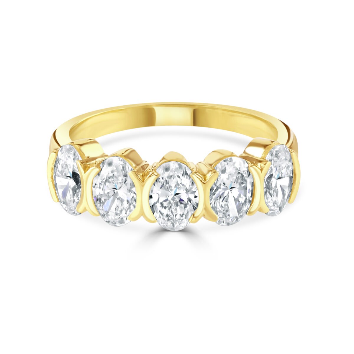 Oval Cut Yellow Gold Diamond Eternity Ring