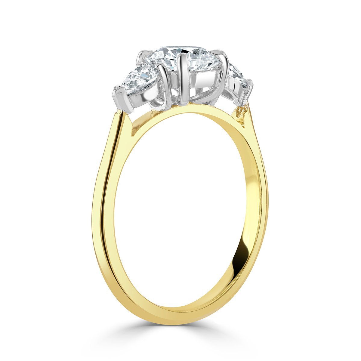 Round Brilliant Cut Yellow Gold Diamond Trilogy Ring