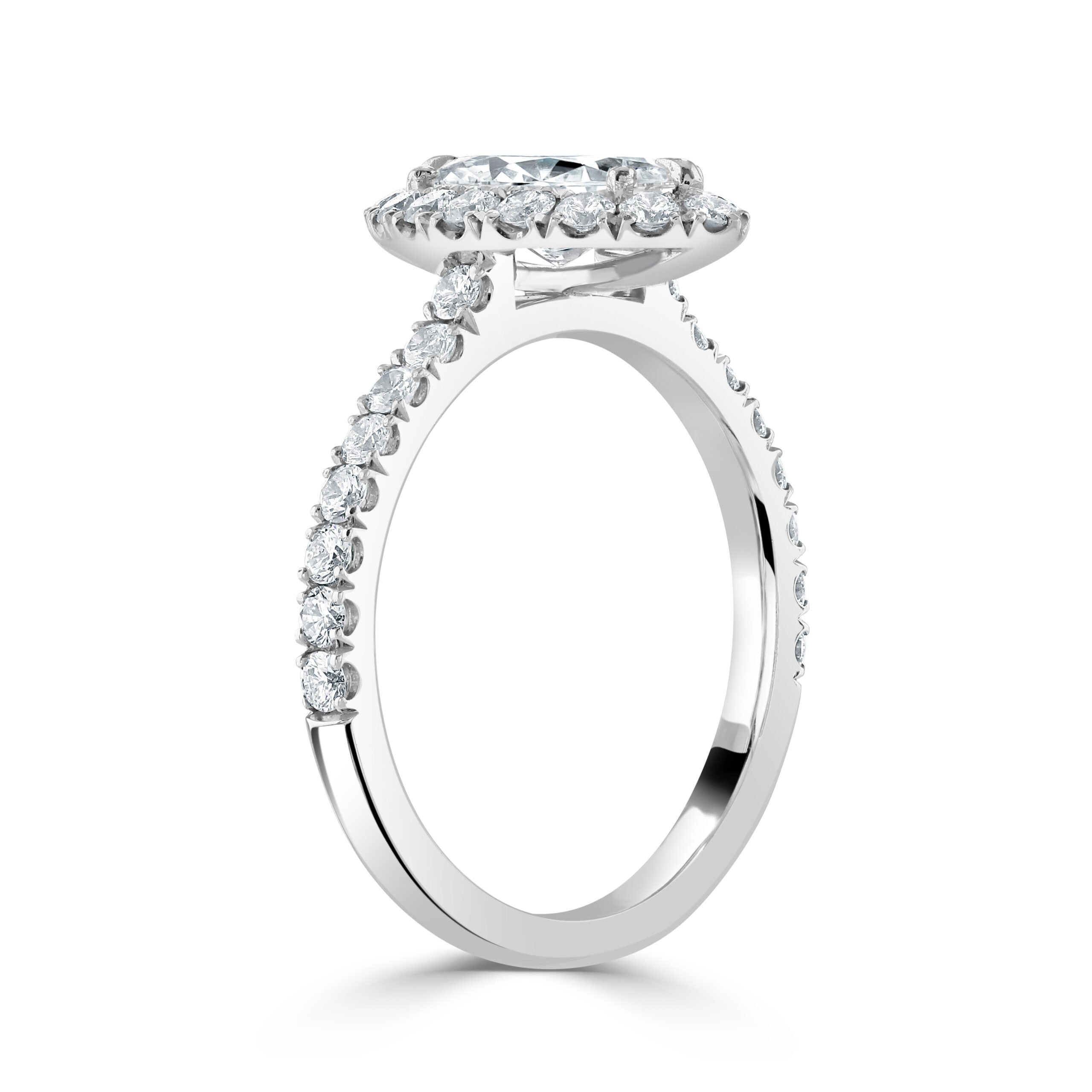 Marquise Cut Halo Set Diamond Ring
