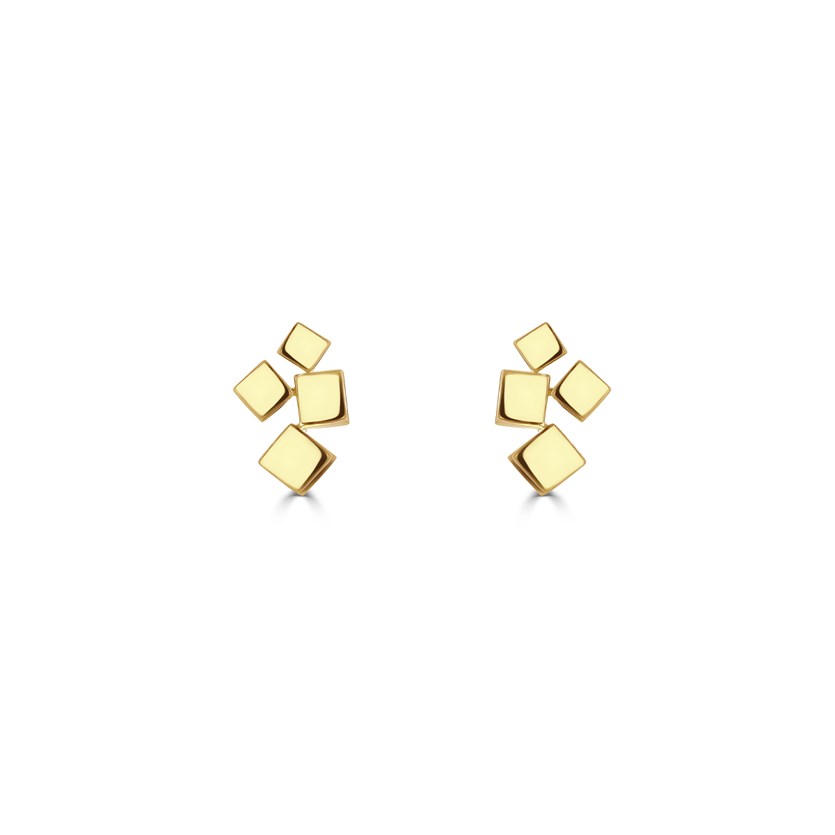 Hopscotch Polished Yellow Gold Stud Earrings