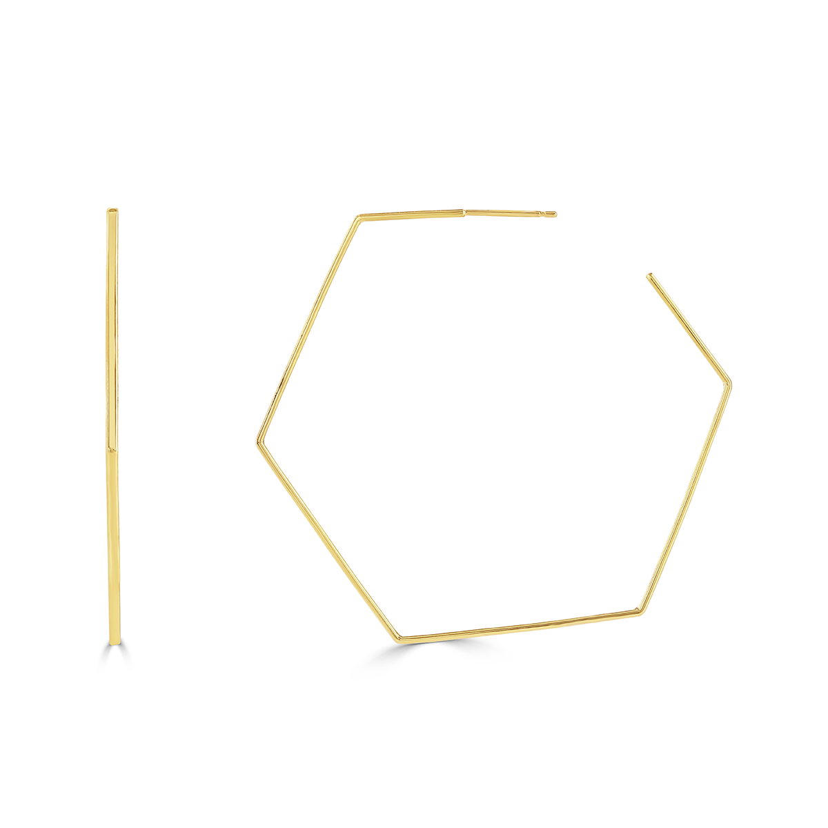 Honeycomb Yellow Gold Hoop Earrings