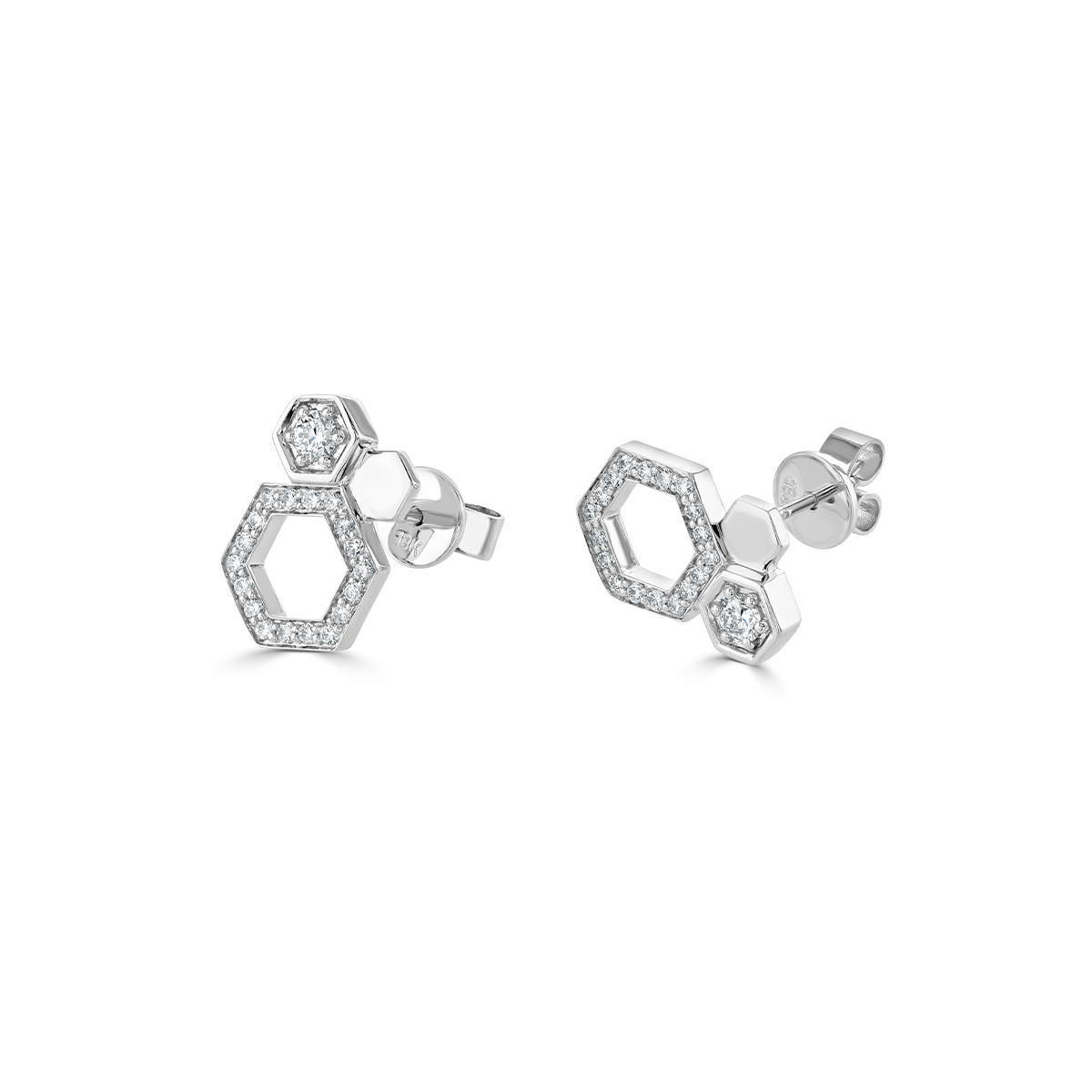 Honeycomb White Gold Diamond Stud Earrings - David M Robinson