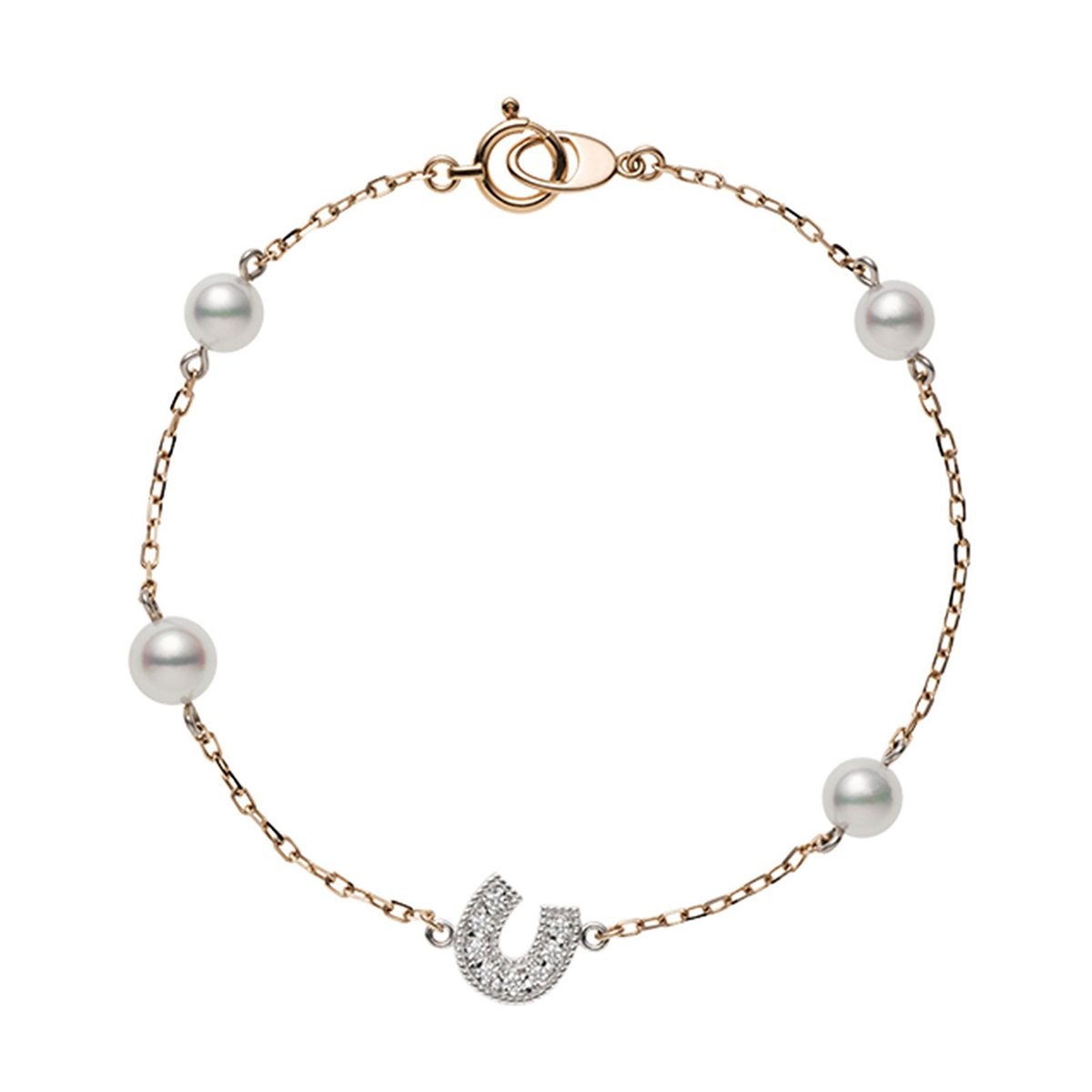 Rose Gold and Diamond Pearl Chain Bracelet