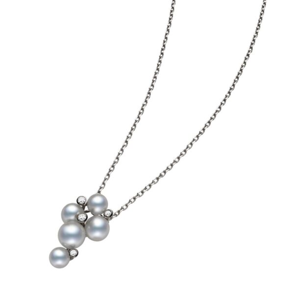 18ct White Gold Pearl and Diamond Bubble Pendant