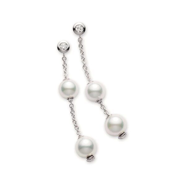 Pearls in Motion White Gold Drop Earrings