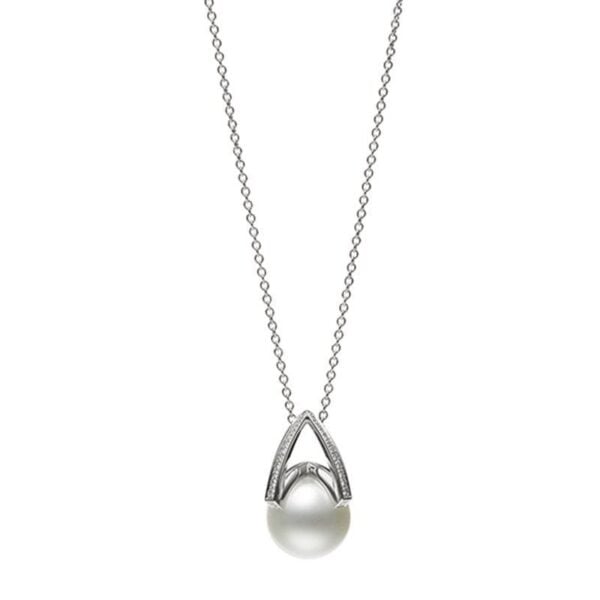 M Collection White Gold Pearl Pendant