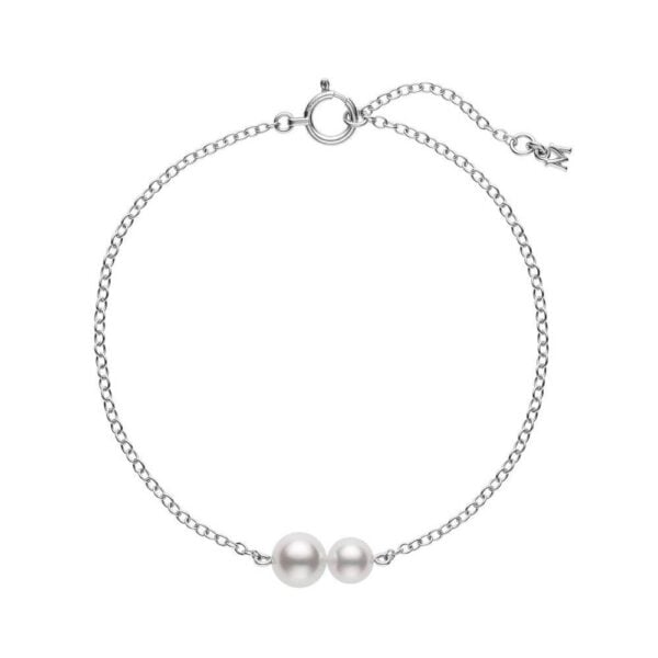 White Gold Pearl Chain Bracelet