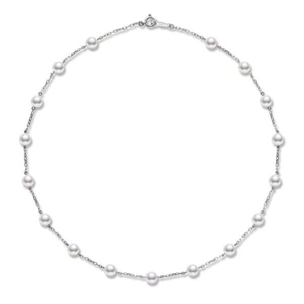 White Gold Pearl Chain Necklace