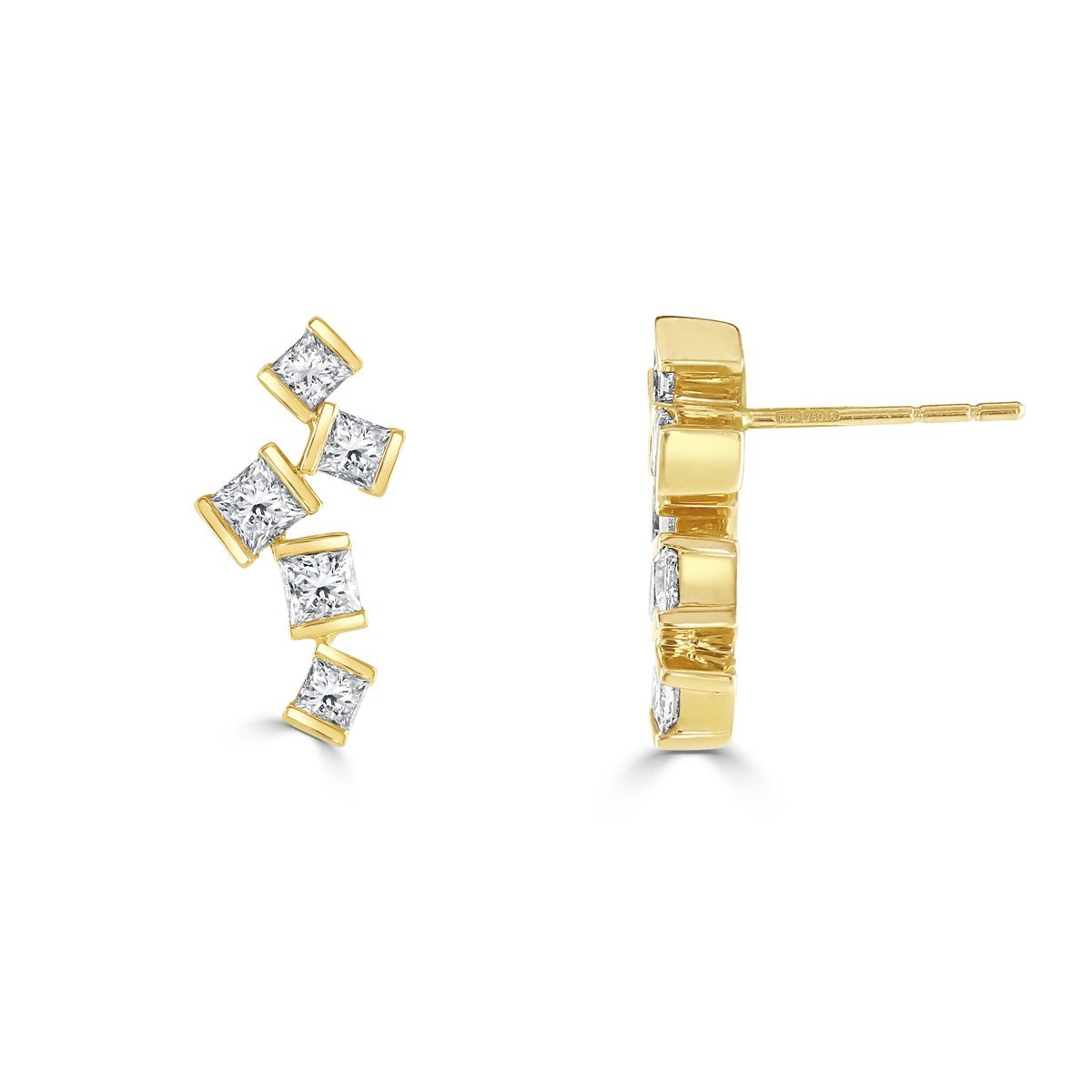 Hopscotch Yellow Gold Diamond Stud Earrings