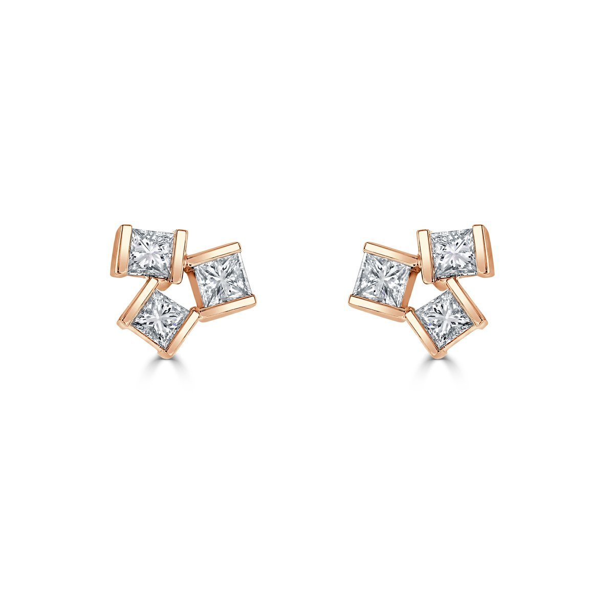 Hopscotch Rose Gold Diamond Stud Earrings