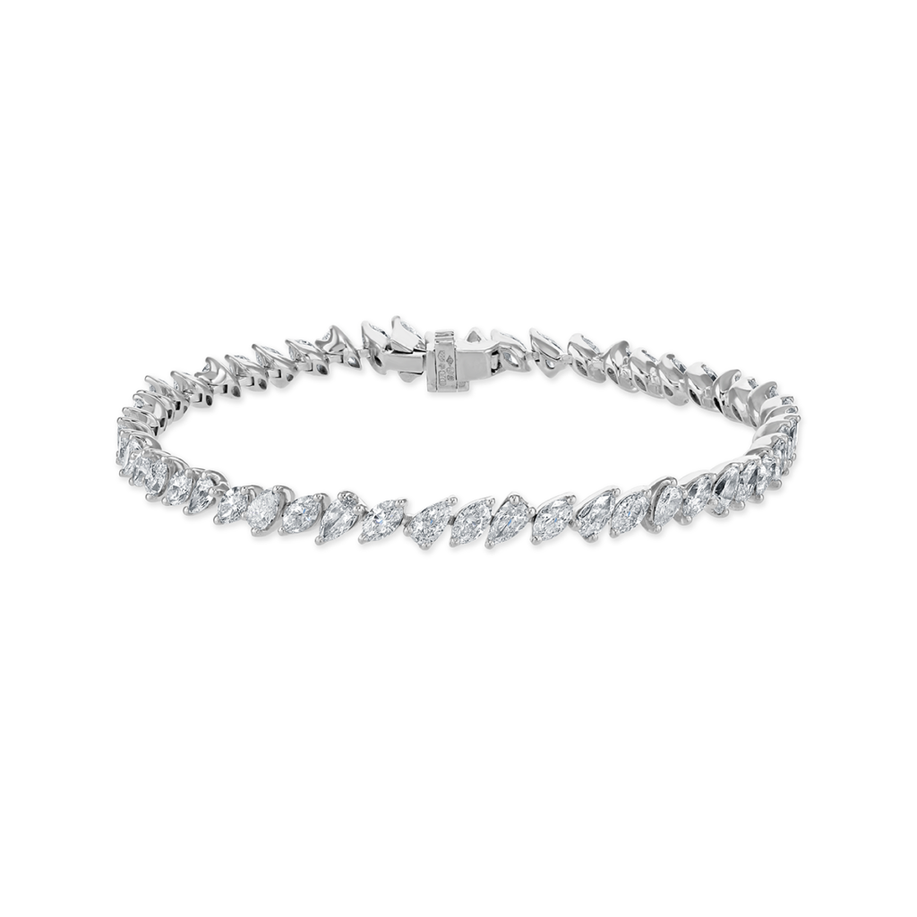Platinum Pear Shape & Marquise Cut Diamond Bracelet