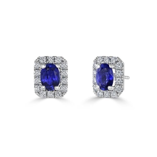 Oval Cut Sapphire & Diamond Earrings
