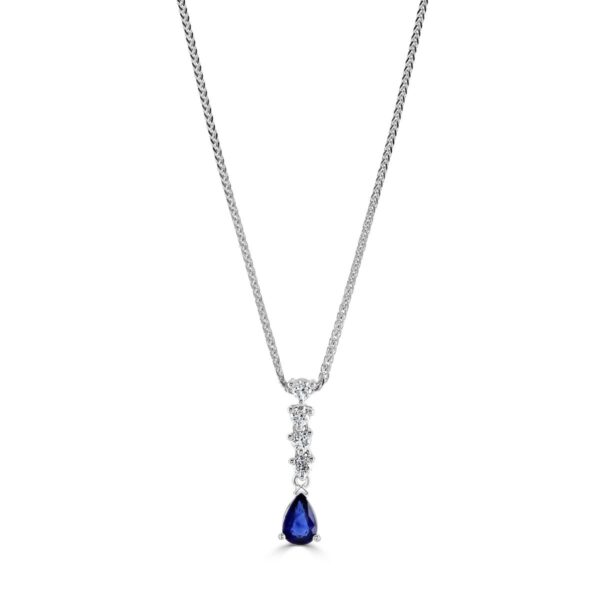 Pear Shape Sapphire & Diamond Drop Pendant