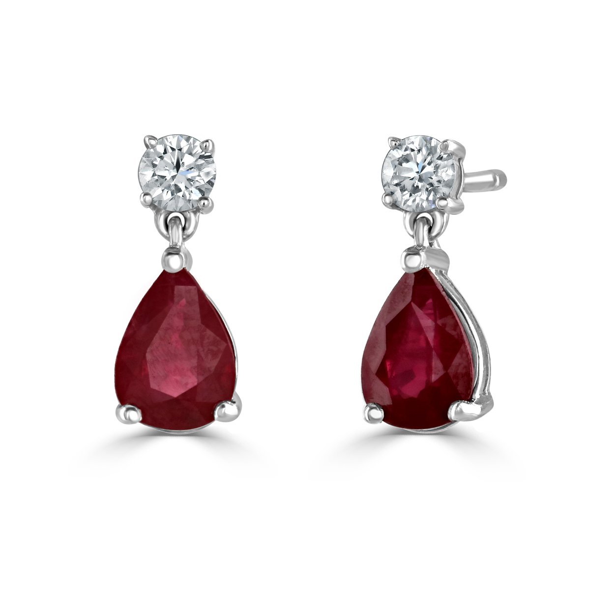 Pear Shape Ruby & Diamond Earrings