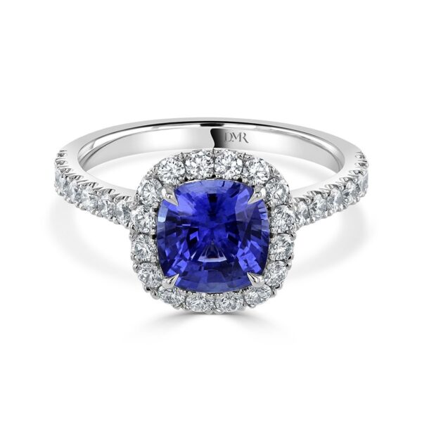 Cushion Cut Sapphire & Diamond Ring