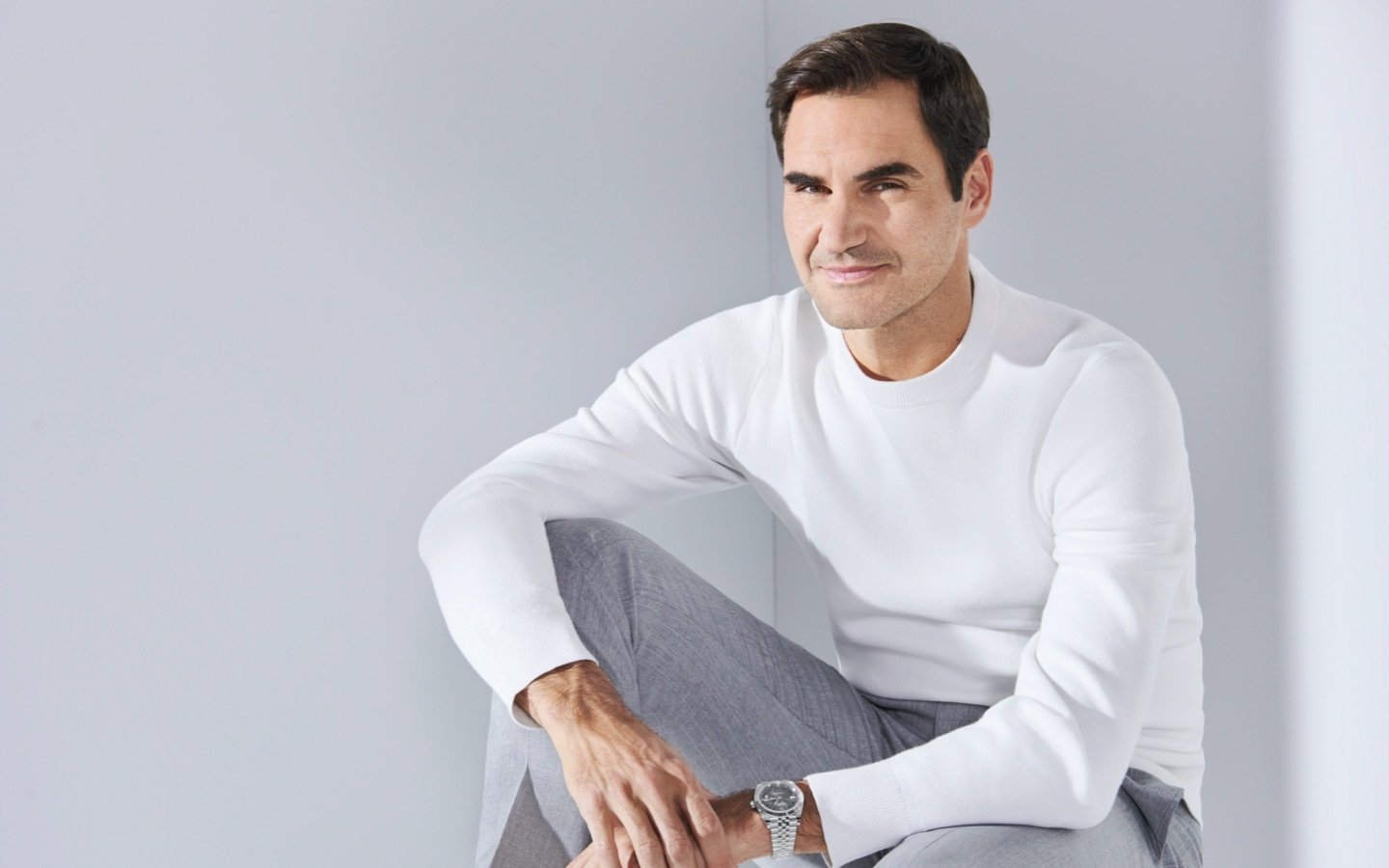 Roger Federer wearing a Rolex Datejust